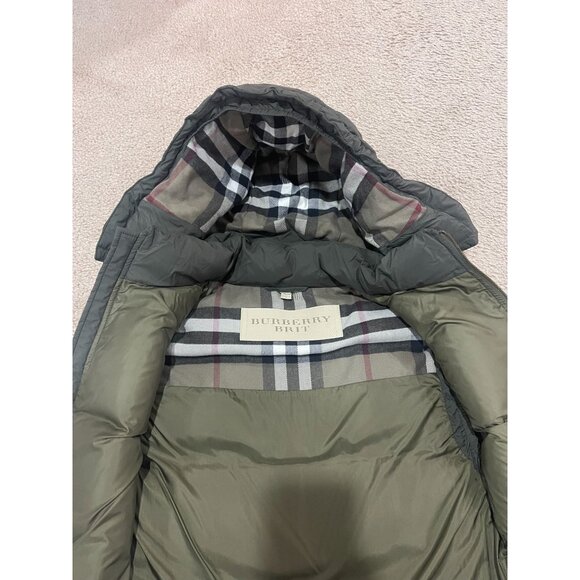 BURBERRY BRIT DOWN VEST W/ DETACHABLE HOOD MENS LARGE OLIVE GREEN - Picture 6 of 14